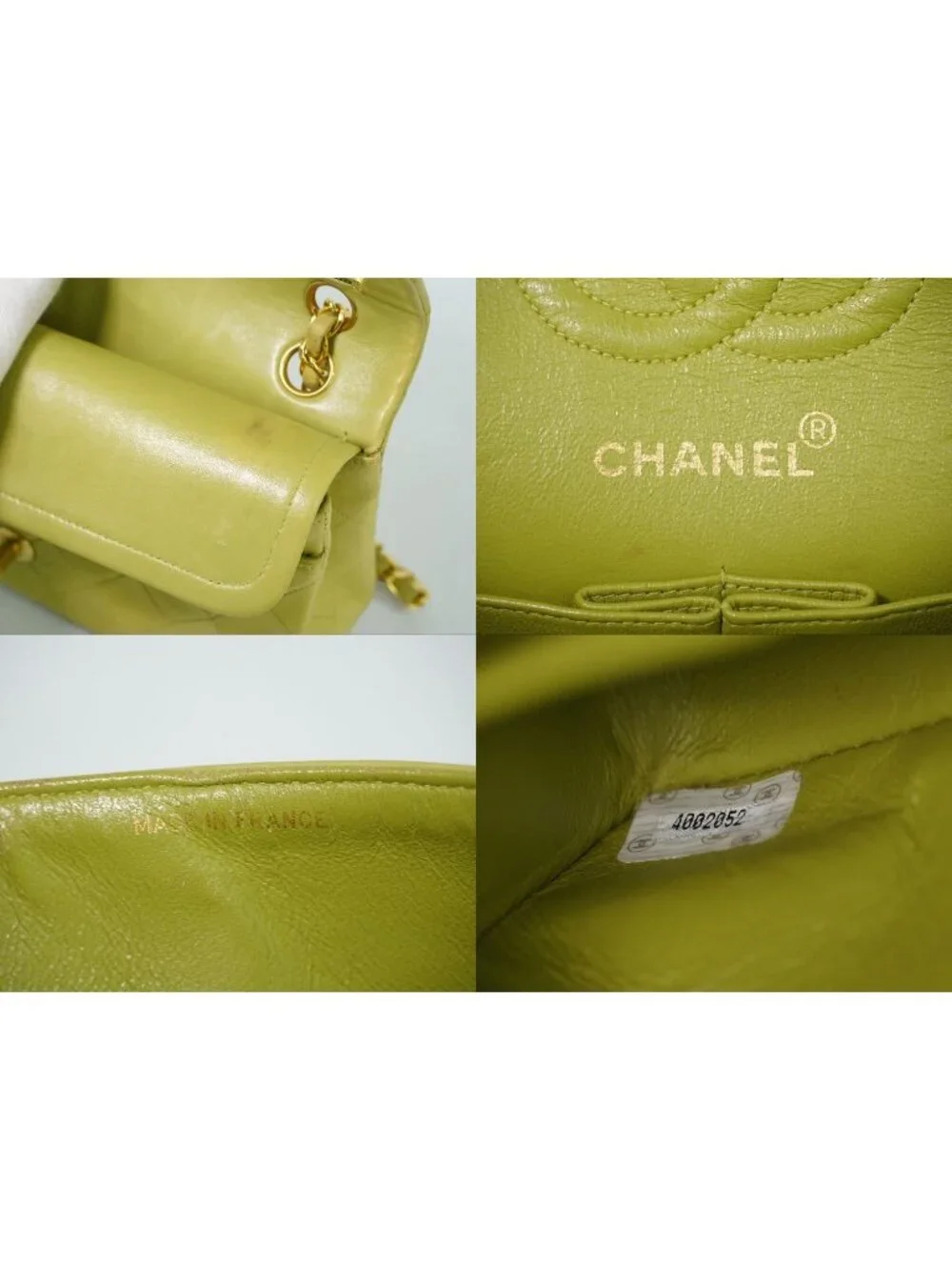 Chanel CC Logo Quilted 23 Double Flap Chain Shoulder Bag Lambskin Leather Green